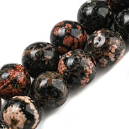Natural Red Snowflake Obsidian Round Beads Strands, 8mm, Hole: 0.9mm, about 46~49pcs/strand, 15.16''~15.75''(38.5~40cm)(G-P503-8MM-06)