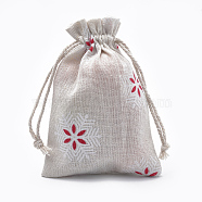 Polycotton(Polyester Cotton) Packing Pouches Drawstring Bags, with Printed Snowflake, Old Lace, 14x10cm(ABAG-T006-A18)
