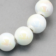 Handmade Porcelain Round Beads, AB Color Plated, White, 11mm, Hole: 2mm(PORC-S490-10mm-08)