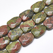 Natural Unakite Beads Strands, Faceted, Calabash, 16~16.5x12x6mm, Hole: 1mm, about 12pcs/strand, 7.8 inch(G-T122-01G)