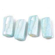 Spray Painted Acrylic Beads, Rectangle, Pale Turquoise, 28x13x7mm, Hole: 1.4mm, about 230pcs/500g(ACRP-N002-09)