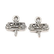 Tibetan Style Alloy Charms, Cadmium Free & Lead Free, Word of Camp, Antique Silver, 13x12x2mm, Hole: 1.6mm, about 1562pcs/1000g(TIBE-P001-57AS)