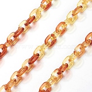 Acrylic Cable Chains, Oval, Chocolate, 6x1.5mm, 1m/strand, 39.37 inch(SACR-P065-S04)