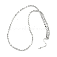 Rack Plating Brass Textured Teardrop Link Chain Necklaces for Women, Long-Lasting Plated, Lead Free & Cadmium Free, Platinum, 21.93 inch(55.7cm)(NJEW-K382-08P)