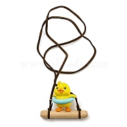 Cute Plastic Swinging Swimming Ring Duck Pendant Decorations, for Car Interiors Hanging Ornaments, Yellow, 330mm, pendant: 47.5x59.5x26mm(HJEW-A009-01D)