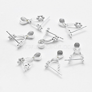 925 Sterling Silver Pendant Bails, Ice Pick & Pinch Bails, Platinum, 6x6mm Inner Diameter, 11x10x4.5mm, Pin: 0.5mm, Hole: 3x4mm and 1mm(STER-E050-09P)