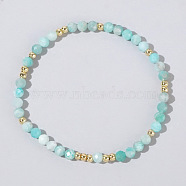 Natural Stone Bead Stretch  Bracelets for Women, with  Stainless Steel Beads(CE2200-3)