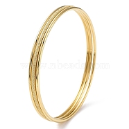 3Pcs Ion Plating(IP) 304 Stainless Steel Plain Bangles Set, Stackable Bangles, Real 18K Gold Plated, Inner Diameter: 2-1/2 inch(6.5cm)(BJEW-G684-02B-G)