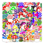 50Pcs PVC Self-Adhesive Mushroom Stickers, Waterproof Decals for Suitcase, Skateboard, Refrigerator, Helmet, Mobile Phone Shell, Mixed Color, 40~80mm(PW-WG43582-01)