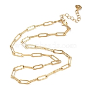 Ion Plating(IP) 304 Stainless Steel Paperclip Chain Necklace, Real 18K Gold Plated, 16.34 inch(41.5cm)(X-NJEW-D045-14G)