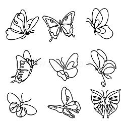 PVC Wall Stickers, for Wall Decoration, Butterfly Pattern, Black, 290x780mm(DIY-WH0377-086)