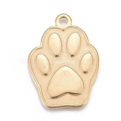 304 Stainless Steel Pendants, Pet Pendants, Dog Footprint, Golden, 30x22x2mm, Hole: 2.5mm(STAS-F249-09G)