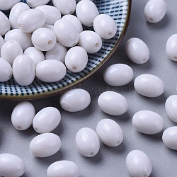 Opaque Acrylic Beads, Oval, White, 12x9mm, Hole: 2mm, about 820pcs/500g(SACR-R828-08)