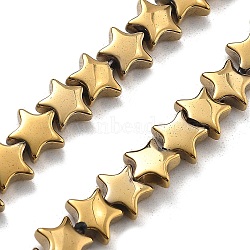 Electroplated Synthetic Non-magnetic Hematite Beads Strands, Star, Golden Plated, 6x6x2.5mm, Hole: 0.9mm, about 79pcs/strand, 15.35''(39cm)(G-B132-D01-01A)