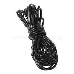 Cowhide Leather Cord, Leather Jewelry Cord, Jewelry DIY Making Material, Round, Black, 3mm(WL-TAC0002-01B-3mm)