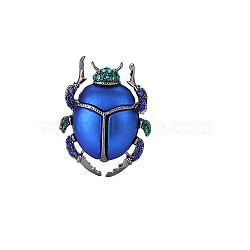 Creative Beetle Enamel Pin, Alloy Brooch Clothing Accessory, Blue, 36x27mm(PW-WGD2132-01)