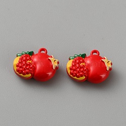 Zinc Alloy Pendants, Baking Paint, Fruits, Pomegranate, 12x15x5.5mm, Hole: 1.2mm(FIND-CJC0437-042B)