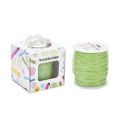 Waxed Cotton Cords, Green Yellow, 1mm, about 100yards/roll(91.44m/roll), 300 feet/roll(YC-JP0001-1.0mm-231)