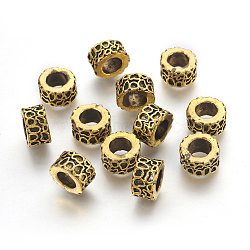 Tibetan Style Column Alloy Beads, Large Hole Beads, Cadmium Free & Lead Free, Antique Golden, 11.5x6.5mm, Hole: 7mm, about 319pcs/1000g(TIBEB-7602-AG-RS)