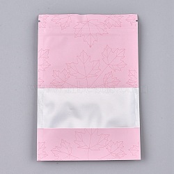 Plastic Zip Lock Bags, Resealable Aluminum Foil Pouch, Food Storage Bags, Rectangle, Maple Leave Pattern, Hot Pink, 15.1x10.1cm, Unilateral Thickness: 3.9 Mil(0.1mm)(OPP-P002-C01)