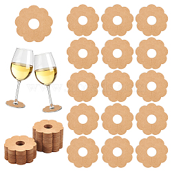 Paper Wine Glass Charms, Blank Goblet Marker, Flower, BurlyWood, 70x70x0.5mm, Inner Diameter: 20mm(AJEW-WH0009-60C-02)