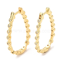Rack Plating Brass Teardrop Hoop Earrings with Cubic Zirconia, Lead Free & Cadmium Free, Real 18K Gold Plated, 26x14.5mm(EJEW-A103-09G)