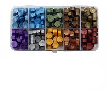 10 Grids 10 Colors Sealing Wax Particles, for Retro Seal Stamp, Mixed Color, 76x128mm, 10color, 200pcs/box