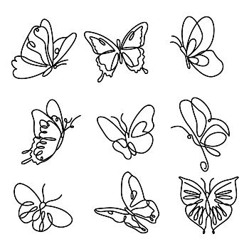 PVC Wall Stickers, for Wall Decoration, Butterfly Pattern, Black, 290x780mm