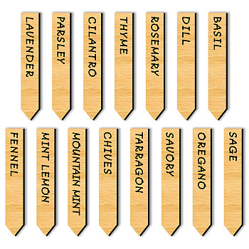 15Pcs 15 Style Wood Plant Labels, for Seed Potting, Herbs, Flowers, Vegetables, Word, 152.4x25.4x3mm, 1pc/style