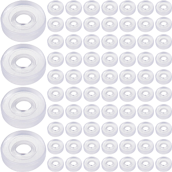 120Pcs Silicone Clip on Earring Pads, Donut, Clear, 6.5x2mm, Hole: 2mm