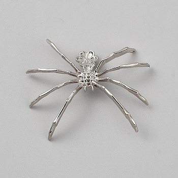 Alloy Display Decoration, Spider Shape Holder, for Home Desktop Decoration, Platinum, 47x56x10.5mm