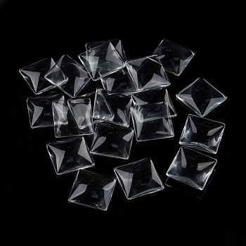 Transparent Glass Square Cabochons, Clear, 30x30x7mm