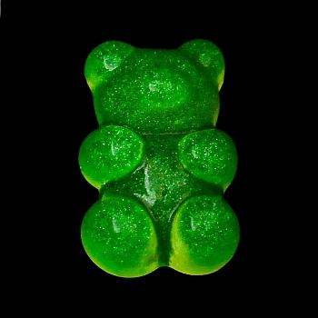Luminous Resin Cabochons, Bear, Yellow Green, 17.5x11.5x6mm