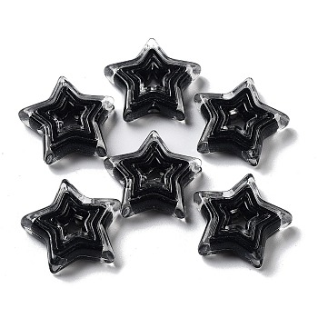 Acrylic Beads, Bead in Bead, Star, Black, 22x23x6mm, Hole: 2mm, about 347pcs/500g