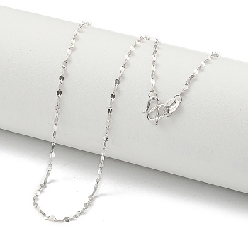 925 Sterling Silver Dapped Chain Necklaces, Real Platinum Plated, 17.83 inch(45.3cm)