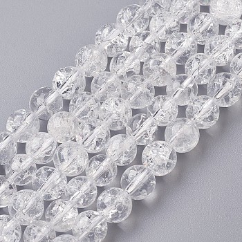 Natural Crackle Crystal Bead Strands, Round, 8mm, Hole: 1mm, about 51pcs/strand, 15.1 inch(385mm)