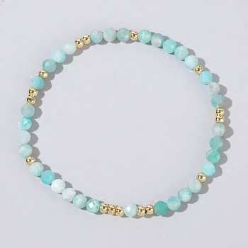 Natural Stone Bead Stretch  Bracelets for Women, with  Stainless Steel Beads