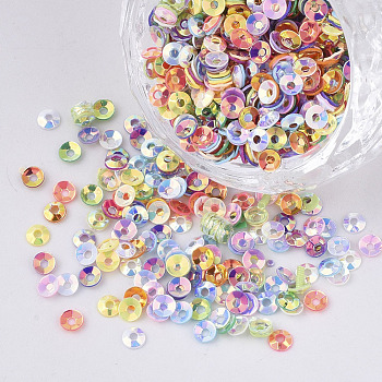 Ornament Accessories, PVC Plastic Paillette/Sequins Beads, Flat Round, Mixed Color, 3x1mm, Hole: 0.8mm, about 350pcs/bag