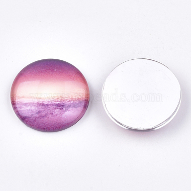 Cabochons en verre imprimé motif ciel étoilé(X-GGLA-N004-25mm-D73)-2