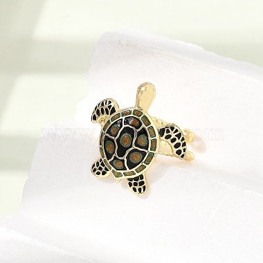 Brass Enamel Cuff Open Rings(KK-CBA0419-02G)-3