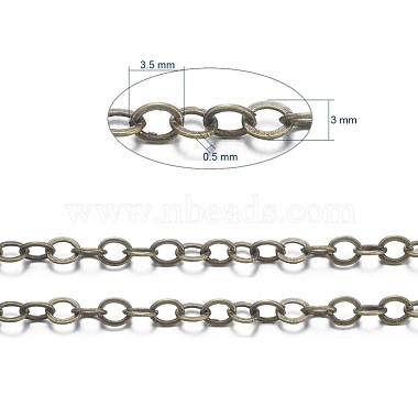 Brass Flat Oval Cable Chains(CHC025Y-AB)-6