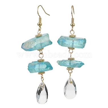 Light Blue Teardrop Quartz Crystal Earrings