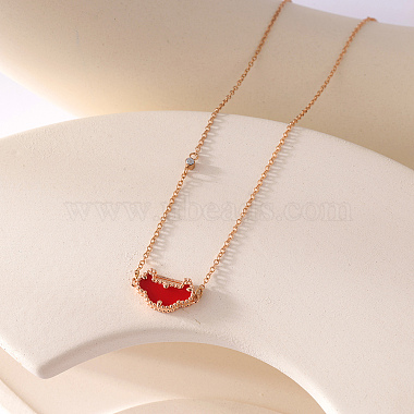 Red Acrylic & Mozambique Diamond Bear Pendant Necklaces(DX5935)-2