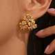 Luxurious Brass Pave Clear Cubic Zirconia Flower Stud Earrings(AI0449)-1