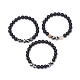 3Pcs 3 Style Natural Ebony Wood & Mixed Gemstone Stretch Bracelets Set(BJEW-JB08834)-4