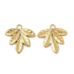 Ion Plating(IP) 304 Stainless Steel Pendants, Leaf Charm, Real 18K Gold Plated, 16.5x16x1.5mm, Hole: 1.8mm(STAS-A070-13G)
