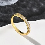 Brass Micro Pave Cubic Zirconia Finger Rings, Long-Lasting Plated, Rack Plating, Lead Free & Cadmium Free, Real 18K Gold Plated, 3mm, Inner Diameter: 17mm(RJEW-H258-06G)