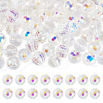 80Pcs AB Color Plated Glass Beads, Faceted Round, Ghost White, 10x9mm, Hole: 1.5mm(EGLA-TA0013-01A)