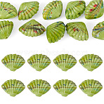 10Pcs Handmade Lampwork Beads, Shell Shape, Lime, 16~17x22.5~23x9.5mm, Hole: 1.6mm(LAMP-TADJ0001-07A)