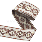 12.5M Polyester Ribbons, Jacquard Ribbon, Tyrolean Ribbon, Garment Accessories, Coffee, 2-3/4 inch(70mm)(OCOR-FG0003-27A)